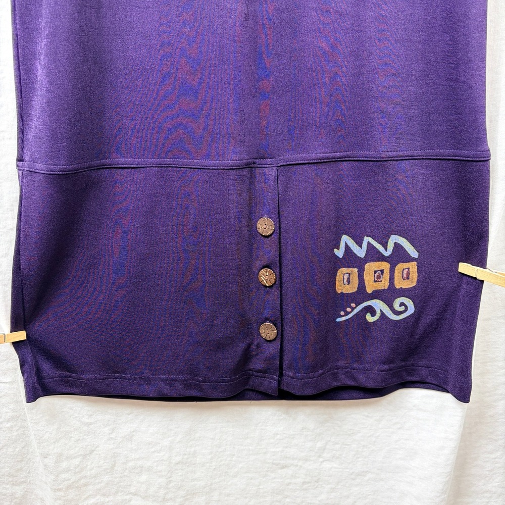Carol Anderson Slinky Acetate Maxi Dress Sz Medium Sleeveless Artsy‎ Purple USA - Picture 3 of 9
